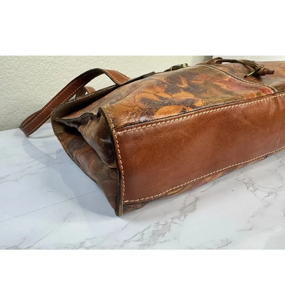 Patricia Nash Multicolor Floral Push Snap‎ Messenger Laptop Leather Bag